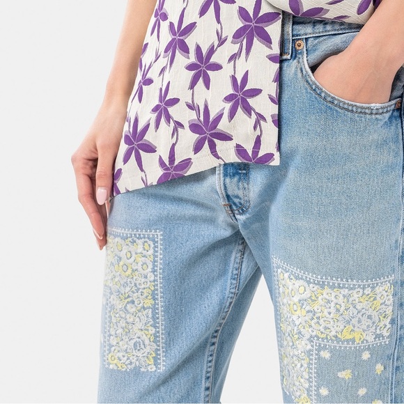 NOMA T.D. Bandana Embroidery Denim Pants size Large